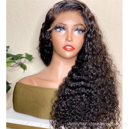 Cheap Malaysian Raw Hair Front Lace Closure Wig With Baby Hair 4*4 Unprocessed Virgin Malaysian Hair Deep Wave Human Lace Wig